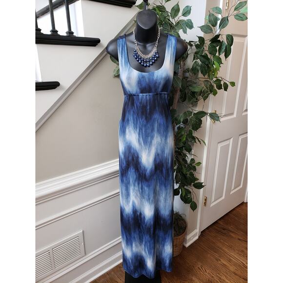Snap Blue Sleeveless Sheath Maxi Dress - Picture 2 of 12